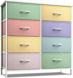 Sorbus Kids Dresser with 8 Drawers - Furniture Storage Chest Tower Unit for Bedroom, Hallway, Closet, Office Organization - Steel Frame, Wood Top, Tie-dye Fabric Bins (Pastel 1)