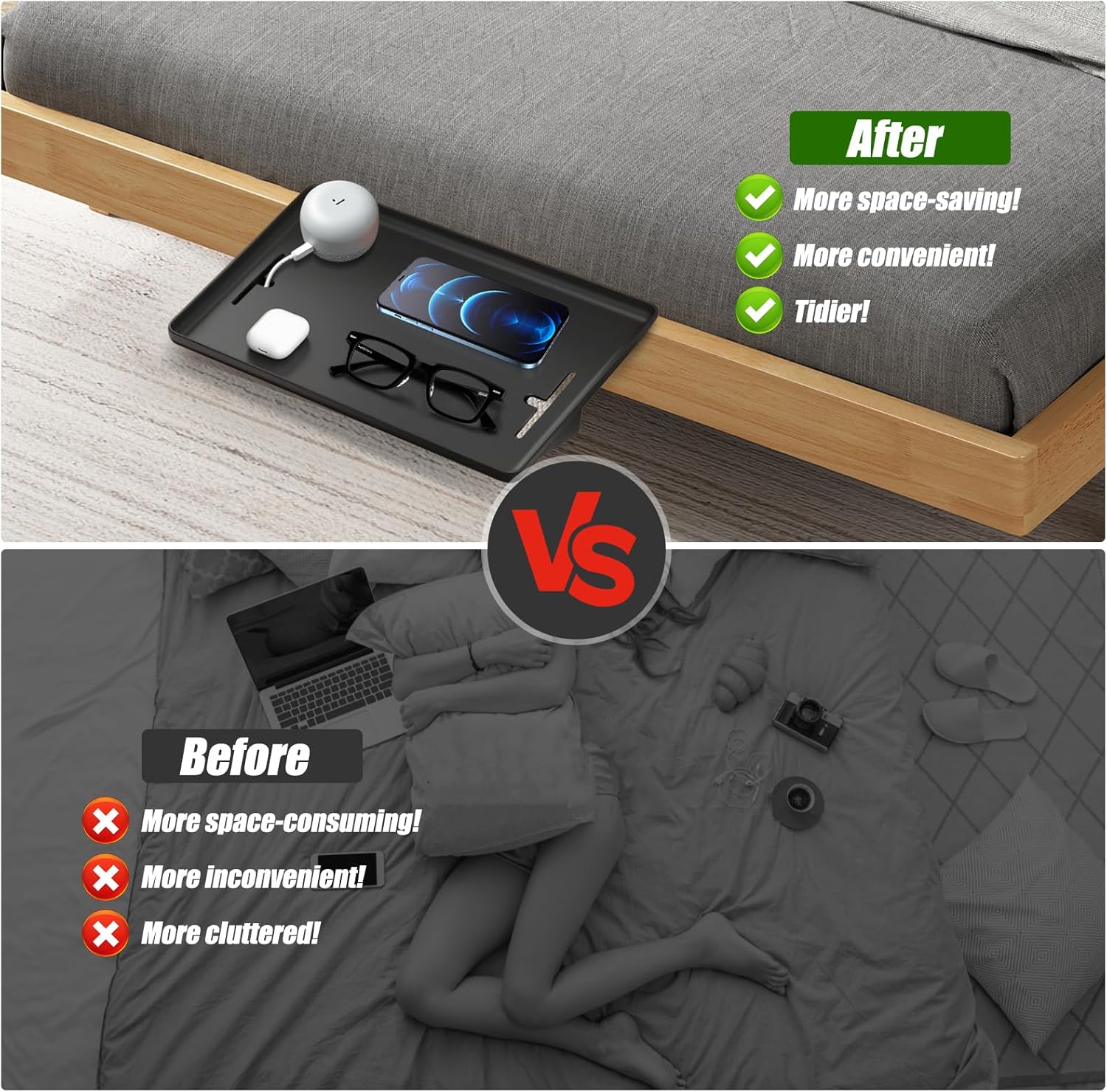 Bedside Table College Dorm Room Essentials Clip On Nightstand Floating Bed Side Table for Bunk Bed Top Bunk - Send Goods from Local Warehous