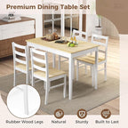 COSTWAY Dining Table Set for 4, Wood Kitchen Table Chairs Set with Rubber Wood Legs, Space-Saving Design, Modern 5-Piece Dinette Set for Small Place, Kitchen, Dining Room, Restaurant (Natural)