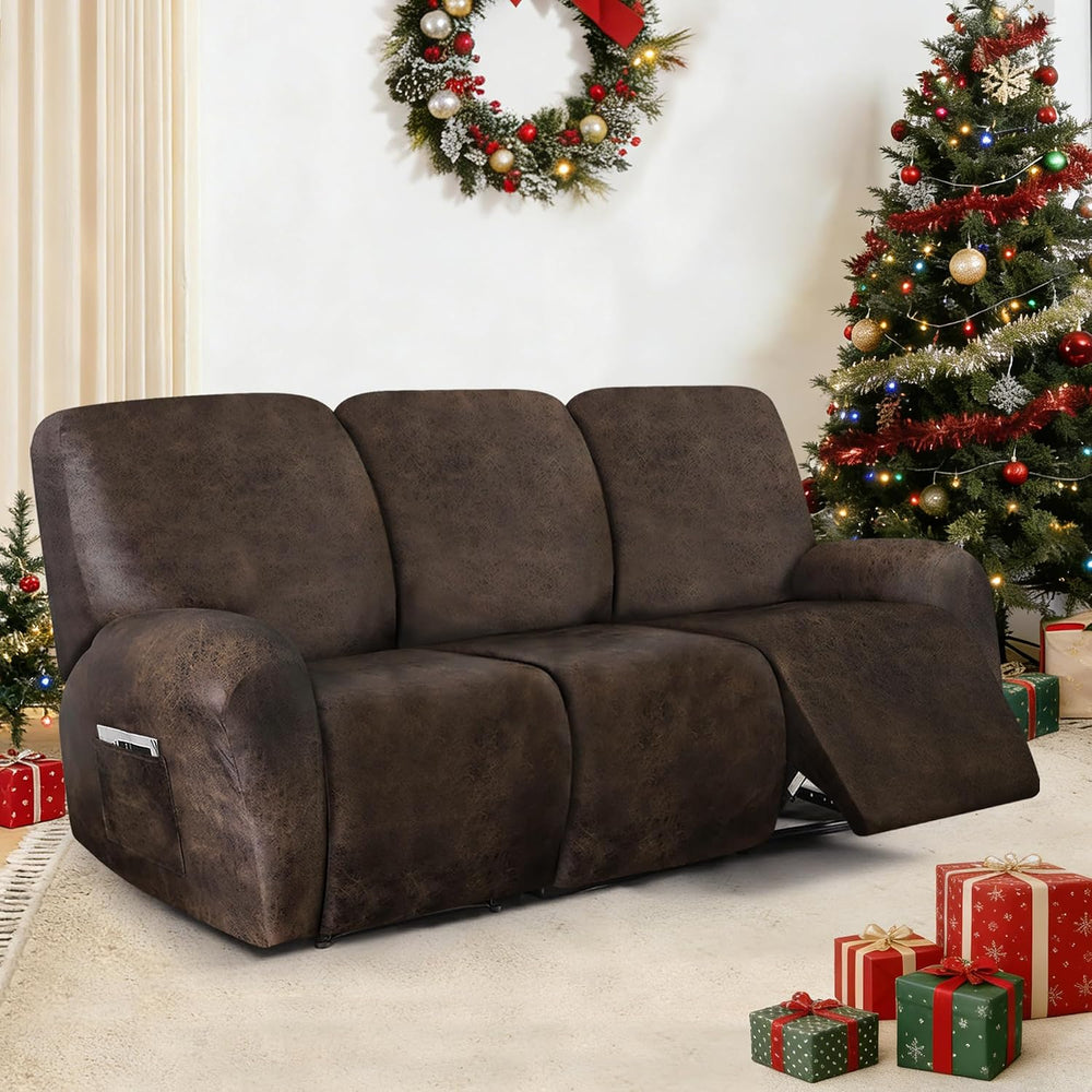 ANARACHON Leather Look Recliner Couch Cover, 8-Pieces Stretch Recliner Sofa C...