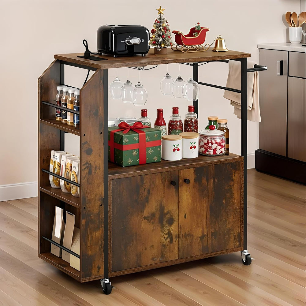 YITAHOME Kitchen Island Cart with Power Outlet, 36 Inch Mobile Kitchen Cart w...
