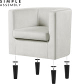 Yaheetech Velvet Accent Chair, Modern and Comfortable Armchairs, Upholstered Barrel Sofa Chair for Living Room Bedroom Waiting Room, Beige, 2pcs