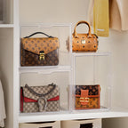 HBlife 2 Pack Purse Storage Organizer for Closet, Large Clear Stackable Handbag Display Case Box with Magnetic Door for Collectibles, Cosmetics, Women Heels and Toys