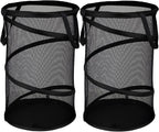 BATTOO 2 Pack Large Collapsible Laundry Basket Foldable Mesh Pop Up Hamper with Handles for Laundry Room, Bathroom, Kids Room, College Dorm, Travel, Storage Organizer Black