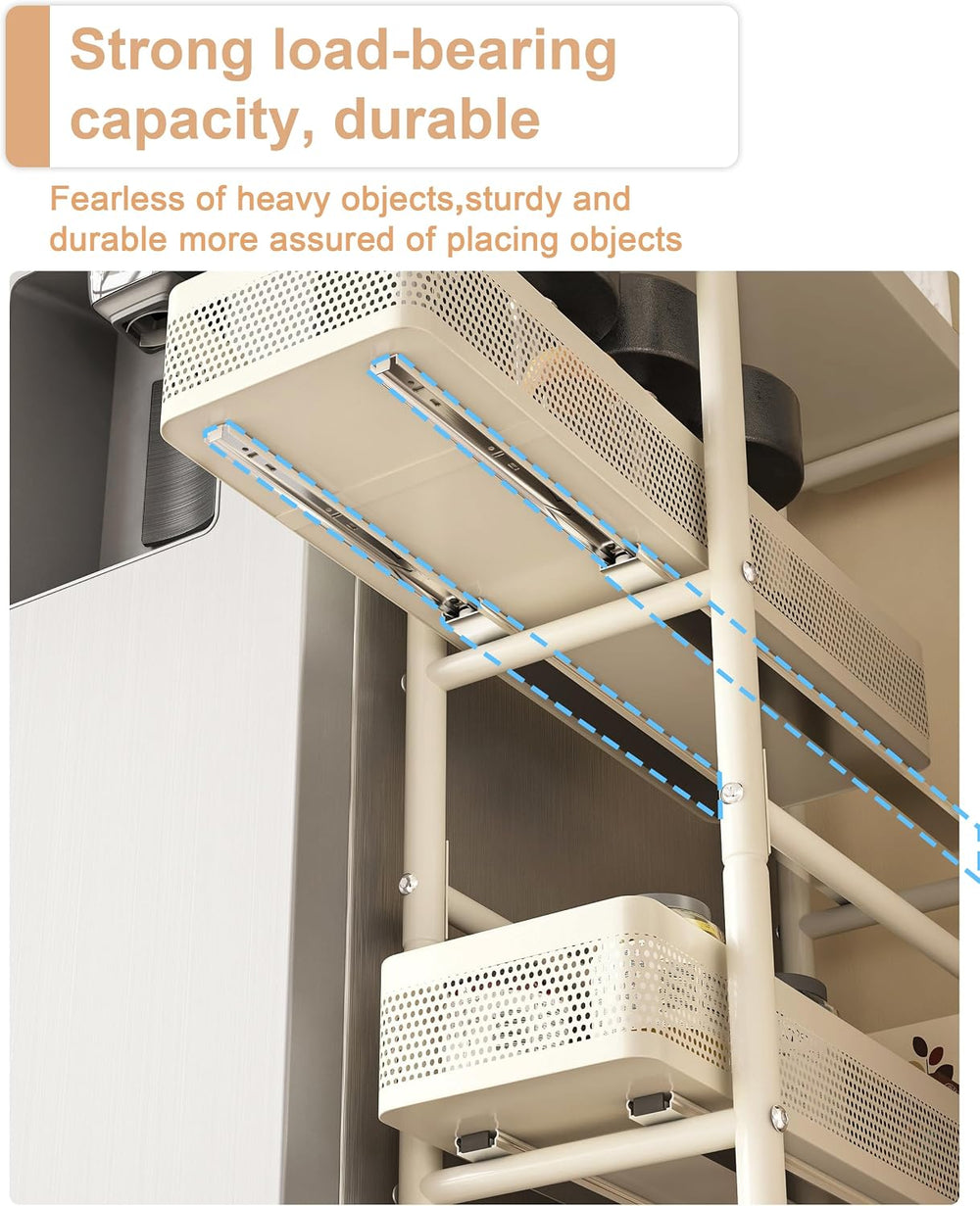 UMDONX 4-Tier Narrow Mobile Storage Cart with Pull-Out Baskets | The Multifun...