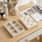 Small Jewelry Tray Set Velvet Ring Organizer Mini Jewelry Drawer Organizer Stackable Jewelrys Organizers Earrings Display Tray Storage Insert Holder for Box Drawer Dresser