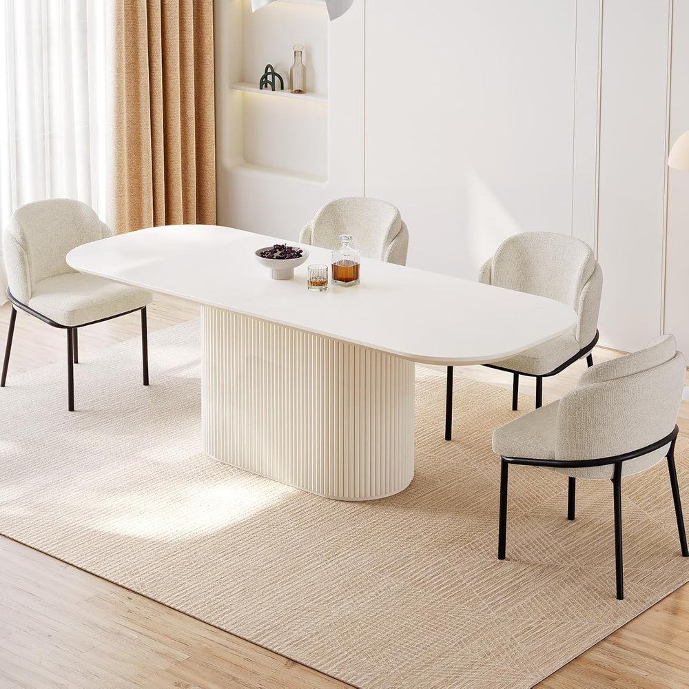86" Oval Dining Table with 6 Chairs, Modern Kitchen Table Set, Luxury Re...