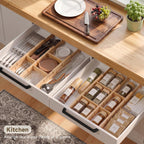 Bamboo Drawer Dividers, Expandable Kitchen Drawer Organizer | Include 6 Dividers, 6 Small Inserts and 6 Medium Inserts for Home, Office, Dressers
