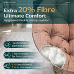 Bme 40" Ergonomic Wicker Papasan Chair with Soft Thick Density Fabric Cushion, High Capacity Steel Frame, 360 Degree Swivel for Living, Bedroom, Reading Room, Lounge, Cinnamon Mocha - Brown Base