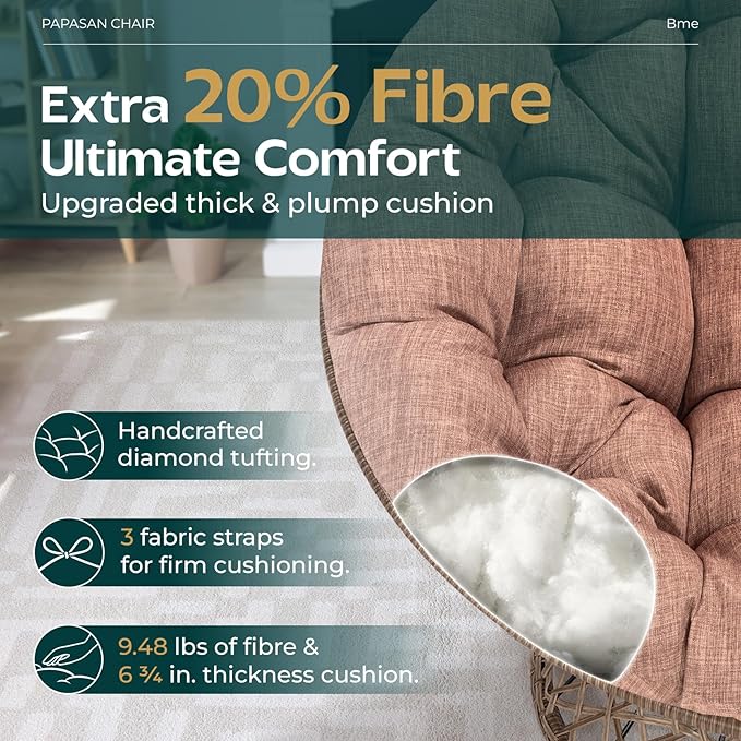 Bme 40" Ergonomic Wicker Papasan Chair