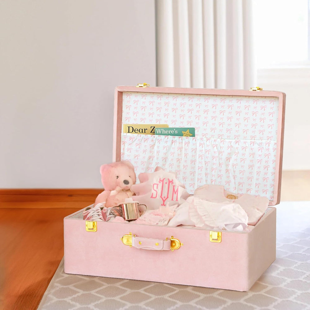 HofferRuffer Velvet Storage Trunks with Wood Frame, Set of 2 Storage Chests w...