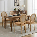 French Country Dining Chairs Set of 8, Caramel Kitchen & Dining Room Chairs Set of 8, Rattan Dining Chairs, Cane Back, Wood Legs, Sillas De Comedor (Rattan, Amber, 8Pcs)