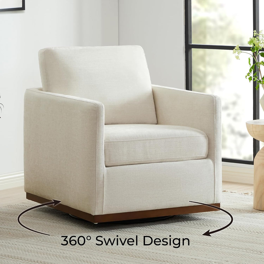 CHITA Swivel Accent Chair, FSC Certified Wood Frame, Fully Assembled, Linen |...