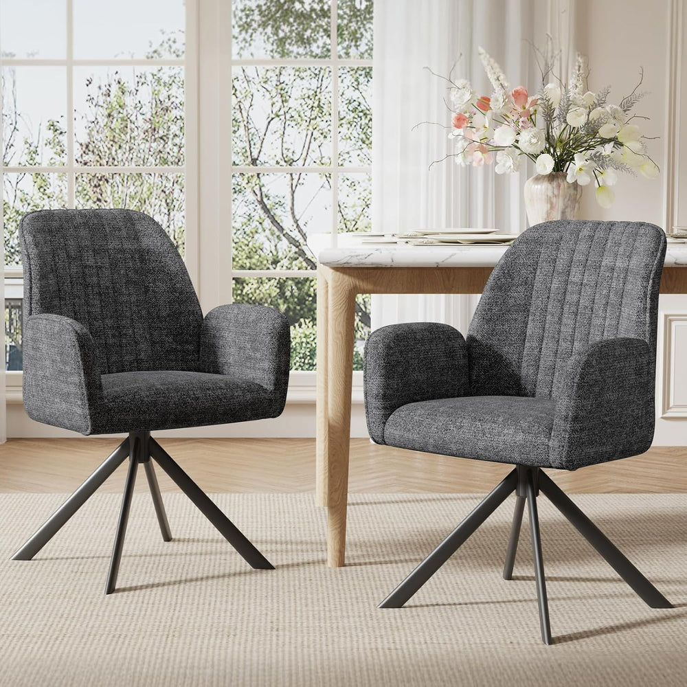Furniliving Swivel Dining Chairs Set of 2, Upholstered Dining Room Chairs wit...