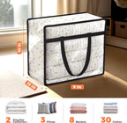 Budding Joy 6 Pack Clear Zippered Storage Bags for Clothes,40L Closet Organizers and Storage Containers Vinyl Moving Bag for Bedding, Linen, Blankets, Comforters, Clothing & Toys, Black