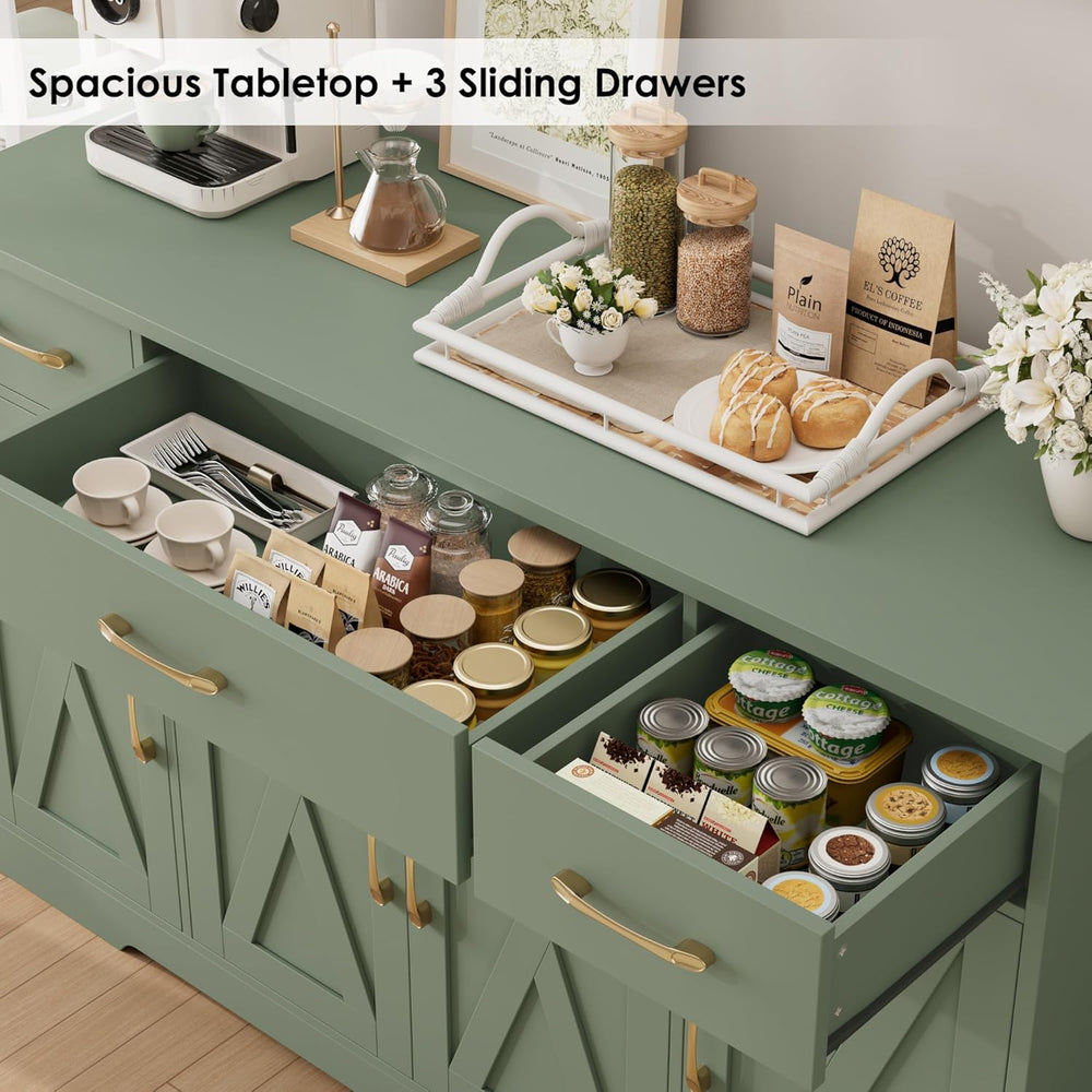 HOSTACK Buffet Sideboard Cabinet with Drawers, 55" Large Buffet Storage ...