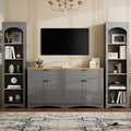 Merax Modern 3 Piece TV Stands with 2 Bookshelves for Televisions Up to 70'', Wood Large Entertainment Center w/Storage, Media Console for Living Room Bedroom, Gray