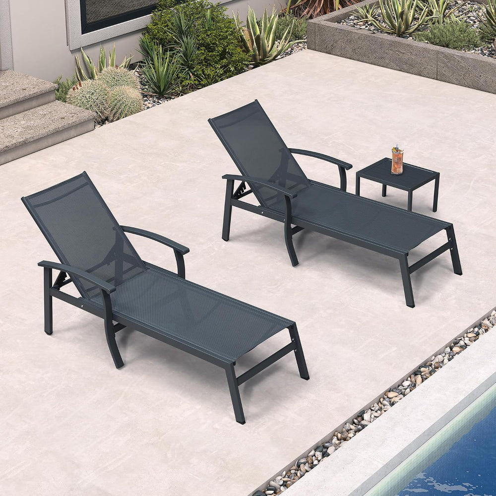 PURPLE LEAF Chaise Lounge Chair Outdoor 2 Pieces Pool Lounge Chairs 5 Adjusta...