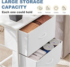 DUMOS Nightstand Small Dresser with 2 Fabric Drawers Side Tables Bedroom End Table Kids Bedside Storage Furniture for 20 inch Tall Night Stand for Closet, Entryway, College Dorm, White(2 Pack)