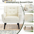 NicBex Modern Accent Chair for Living Room Upholstered Foam Filled Living Room Chairs with Metal Legs Linen Cozy Lounge Armchair for Living Room Bedroom,White