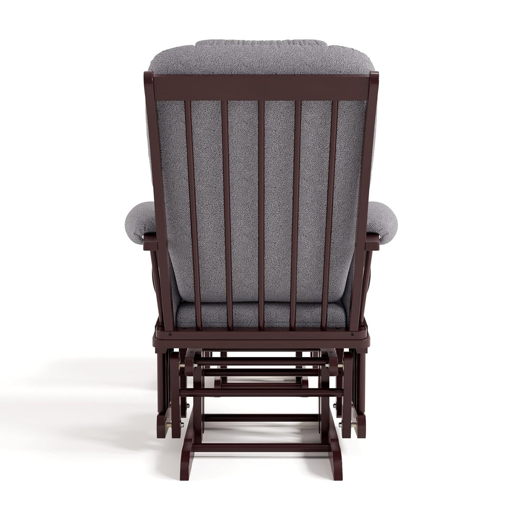 Storkcraft Tuscany Custom Glider and Ottoman with Free Lumbar Pillow (Espresso/Slate Gray Swirl) - Cleanable Upholstered Comfort Rocking Nursery Chair with Ottoman