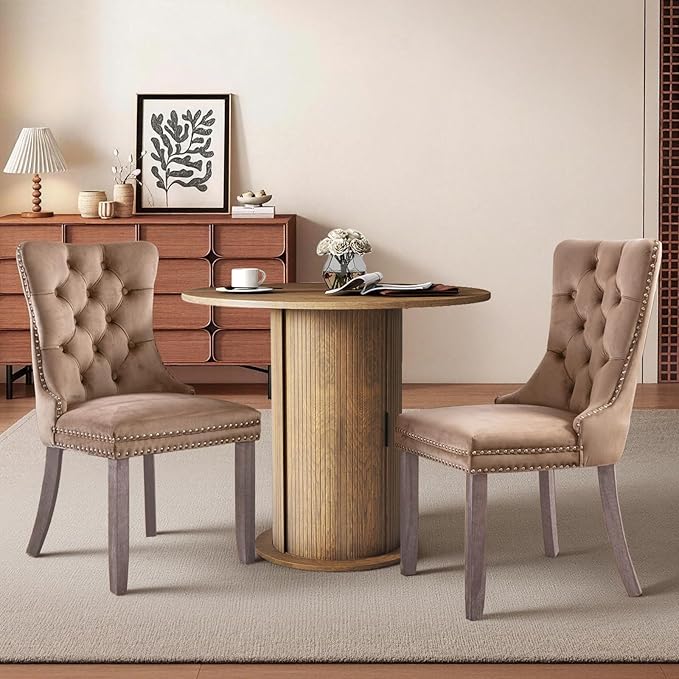 SoarFlash Kitchen Table and Chairs for 2, 31.5" Dining Table Set for 2 with Upholstered Chairs, 3 Piece Kitchen Table Set with Storage Shelf for Small Space, Apartment