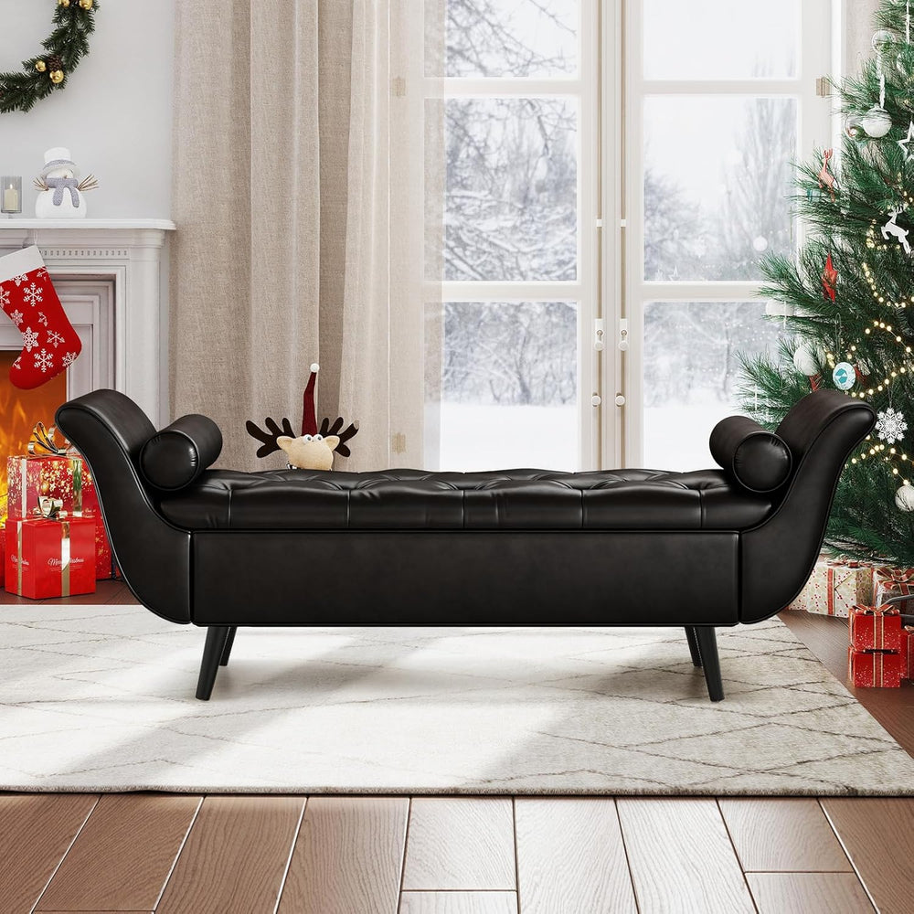 Storage Bench for Bedroom, 65" End of Bed Bench King Size, Faux Leather ...