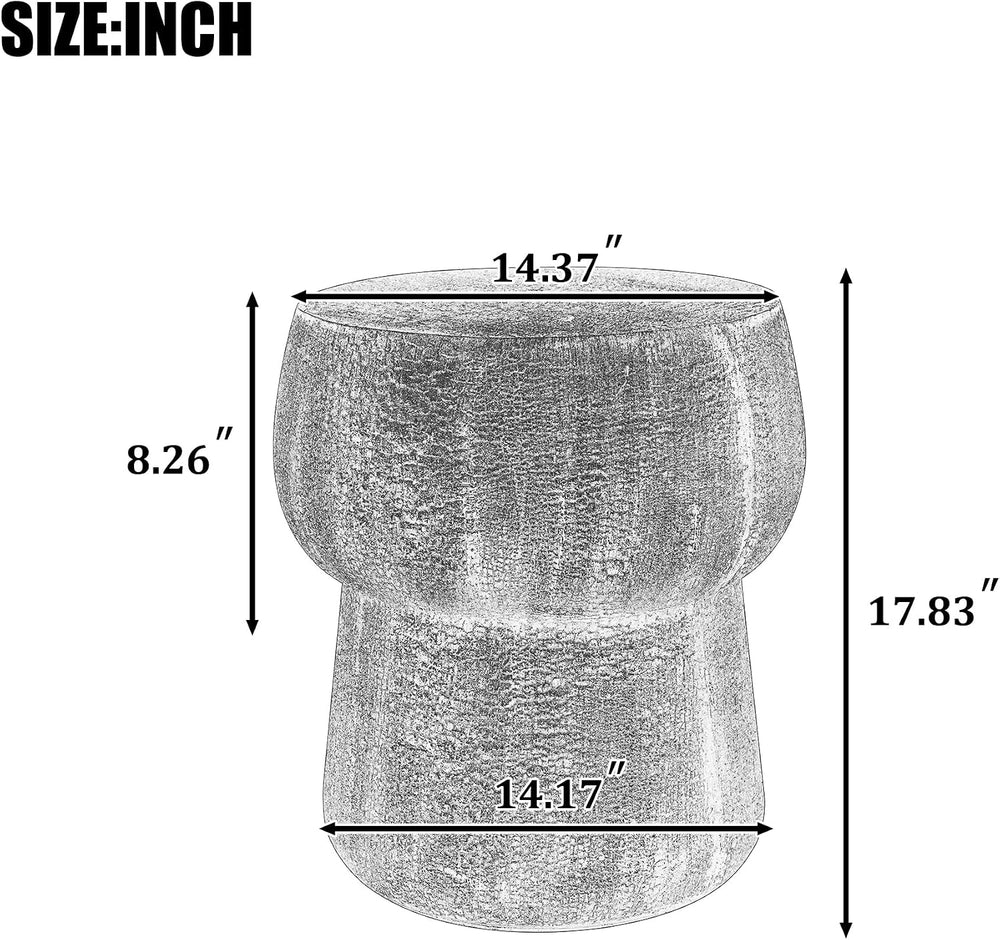 14.37" Side Table with Crack Process,Morden Concrete Accent Coffee Table...