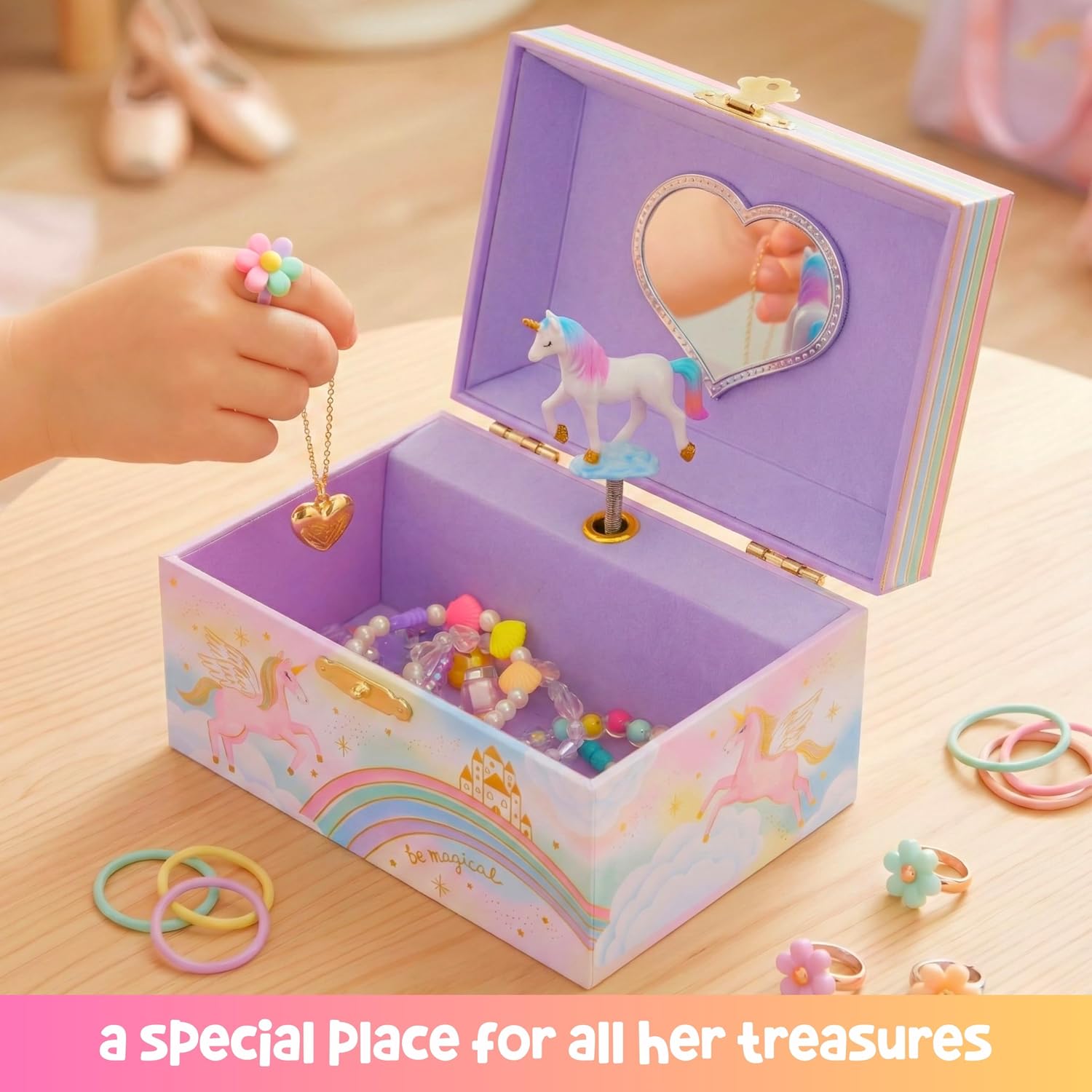 Giggle & Honey® Musical Unicorn Jewelry Box for Girls | Music Boxes for Little Girls | Toddler Jewelry Box for 4 Year Old Kids | Toys for Toddlers | Birthday Gifts for Kids 5, 6, 7, 8, 9 Years