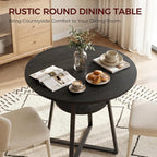 MAHANCRIS 31.5" Round Dining Table for 2-4, Farmhouse Kitchen Table with Storage Shelf, Small Circle Dining Table Space Saving, for Dining Room, Kitchen, Living Room, Black DTBK8201