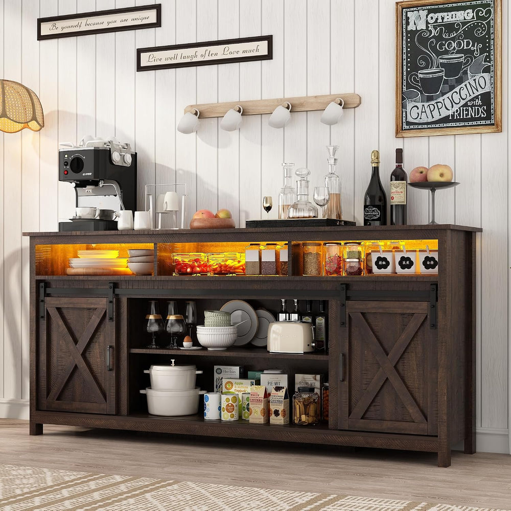 Vinctik 6&Fox 70in Wooden Farmhouse Entertainment Center for 80/75 inch T...