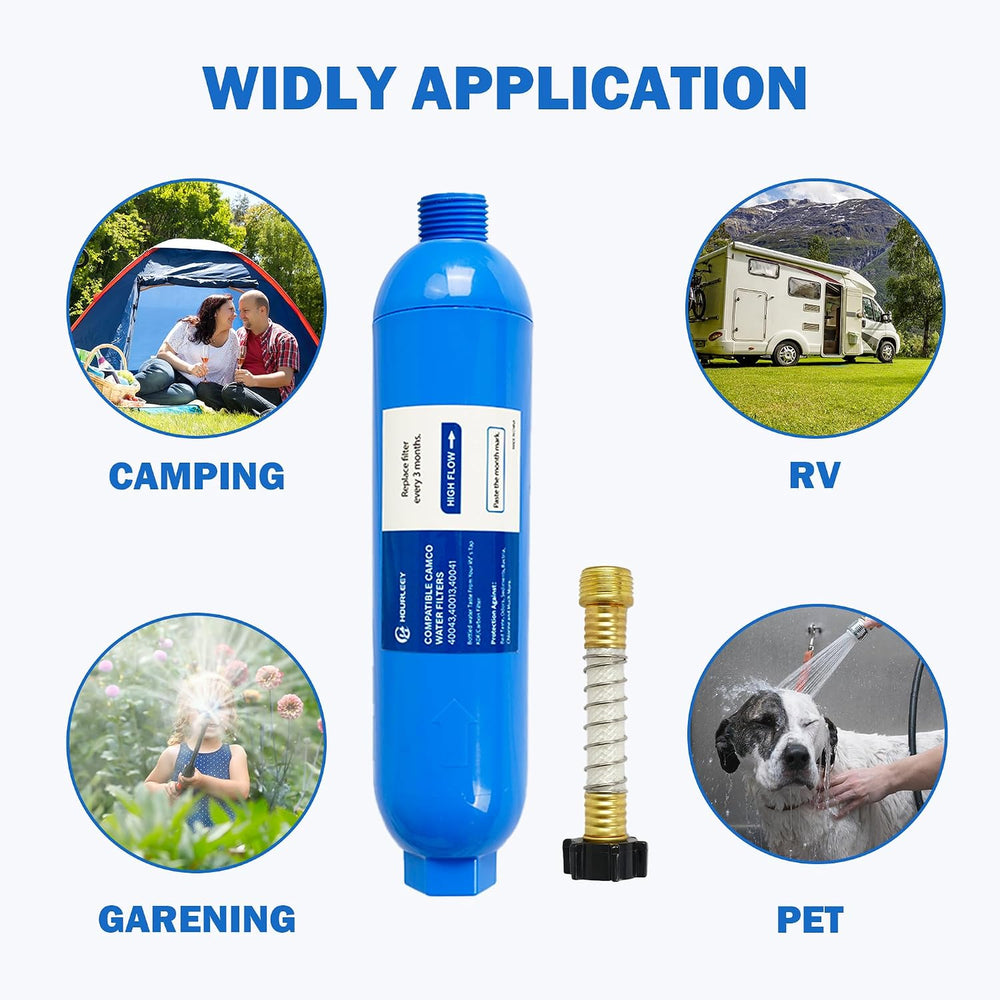 Hourleey 2 Pack RV Inline Water Filter with 2 Flexible Hose Protector, Reduce...