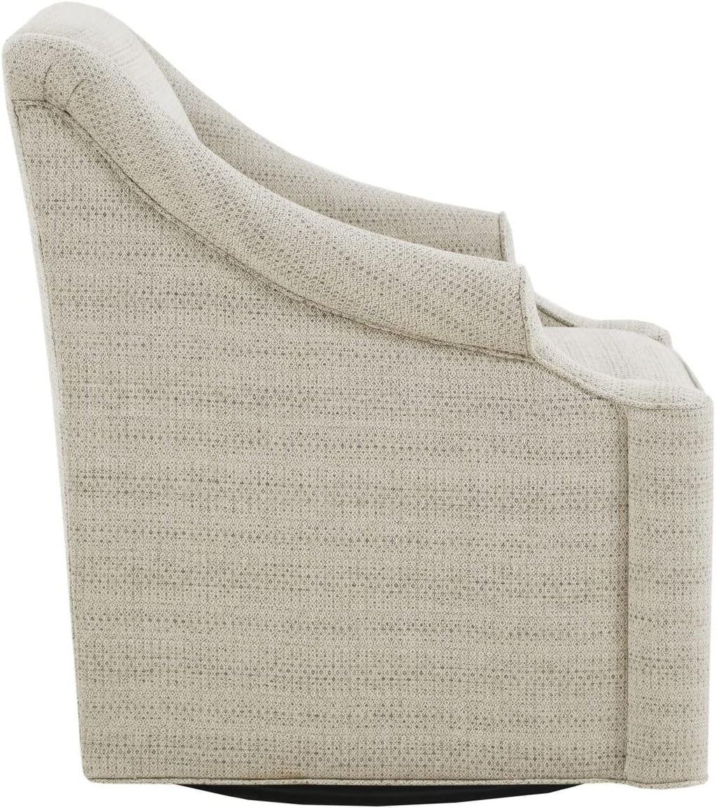 Madison Park Swivel Glider Chair for Living Room, High Back Bedroom Lounge Foam Seat Cushion Upholstered, Nursery Furniture, Metal Base, Fully Assembled, 29.5" W x 30.25" D x 34.5" H, Tan