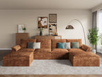 EASE MOOSE Boneless Couches for Living Room, 147" U Shaped Couch, Brown | Modular Sectional Sofa, No Assembly, Pet-Friendly Chenille Fabric, Oversized Deep Seat, Removable Covers, Anti-slip Bottom