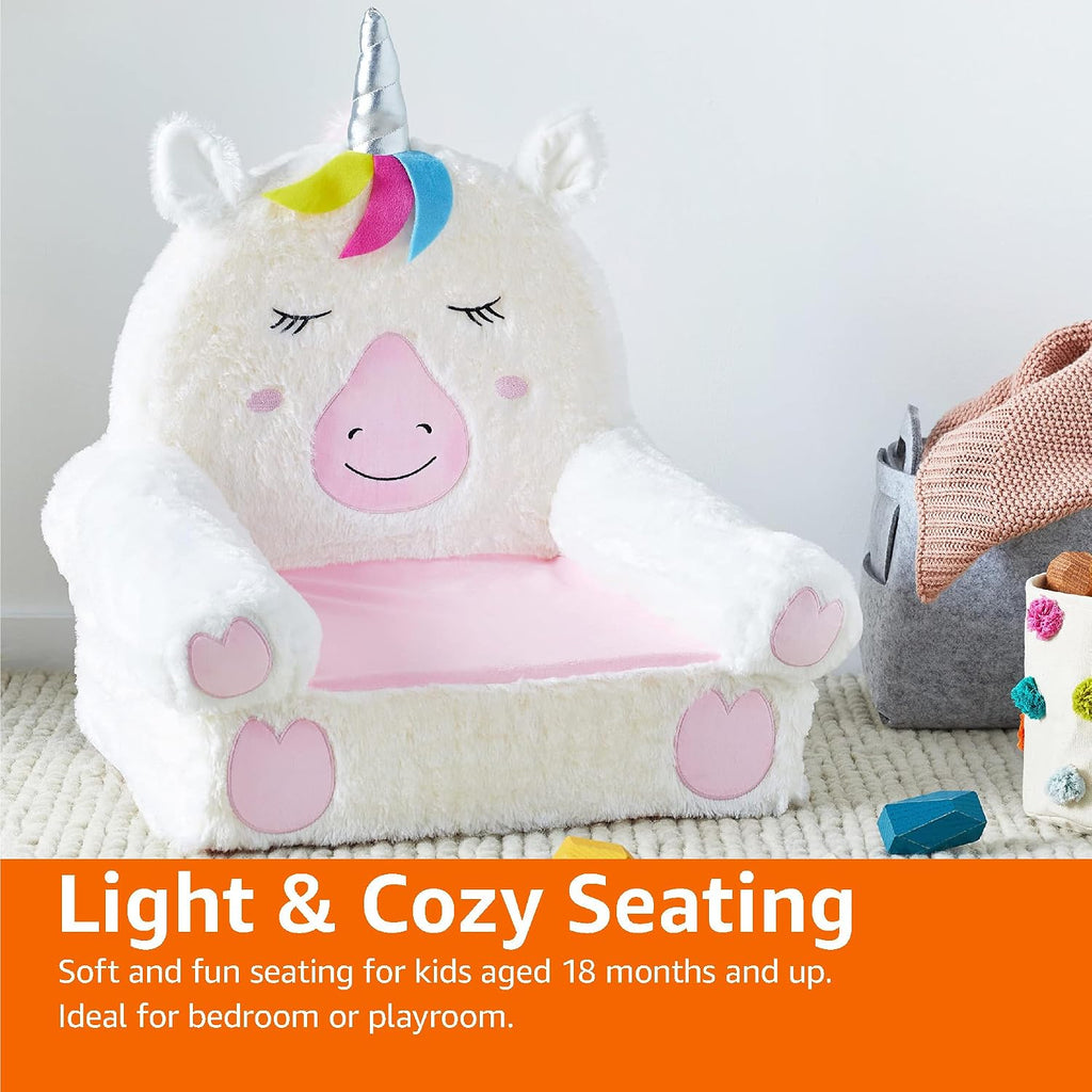 Amazon Basics Children's Plush Toddler Chair for Bedroom, Easy to Clean, Unicorn, Medium, Multicolor