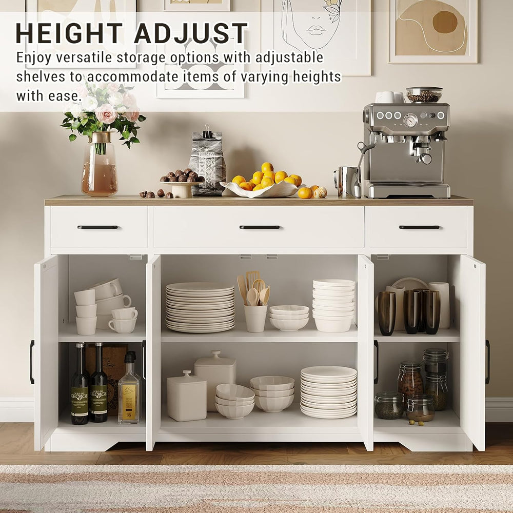 Garvee 55 in Large Buffet Sideboard Cabinet with Storage 4 Doors and 3 Drawer...