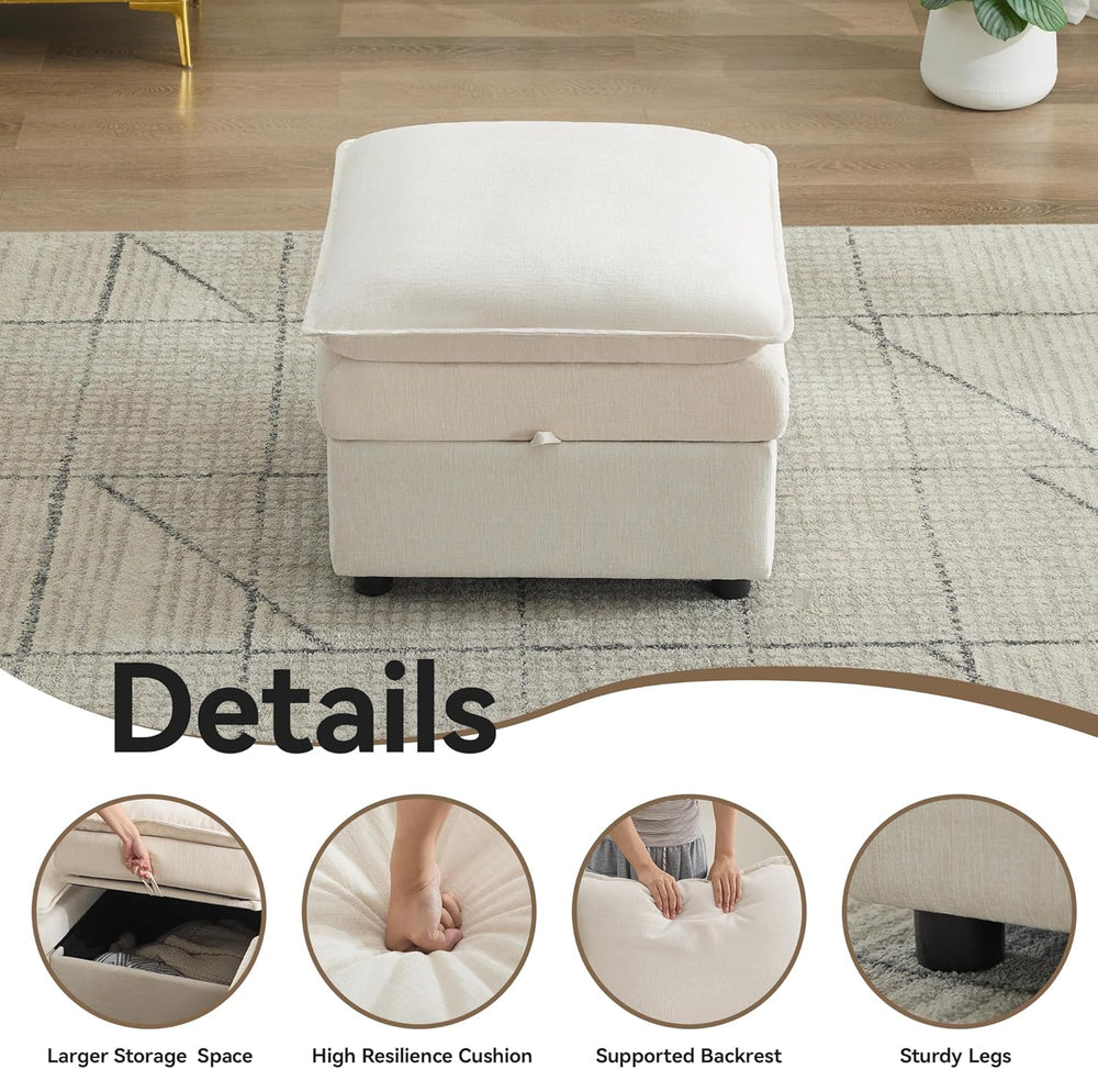 27" Large Square Ottoman with Storage, Modern Upholstered Footrest with ...