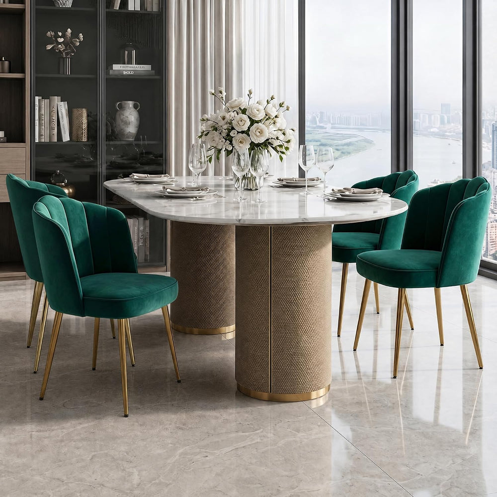 VECELO Velvet Dining Chairs Set of 4, Modern Upholstered Kitchen Chairs with ...