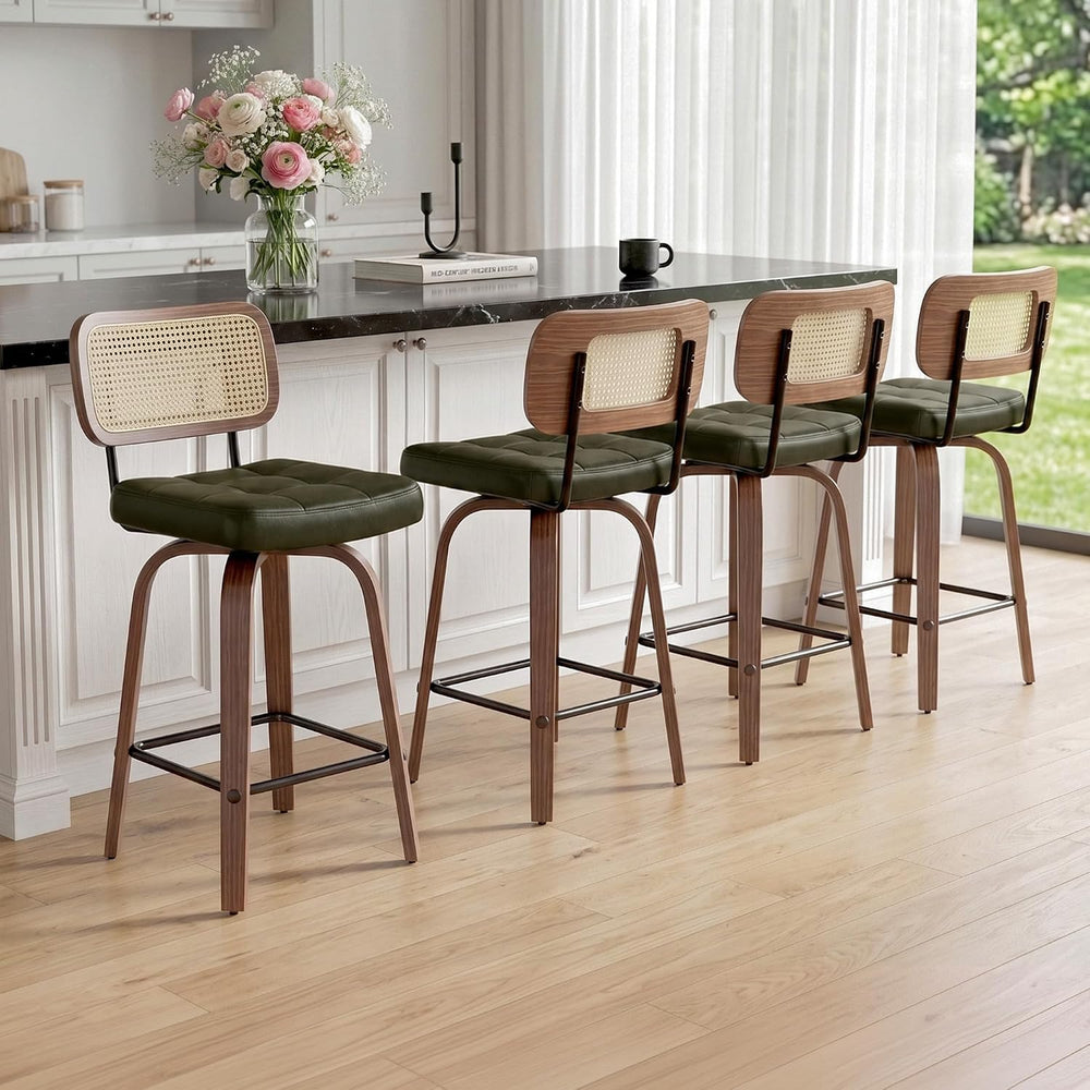 Swivel Counter Height Bar Stools Set of 2, PE Rattan