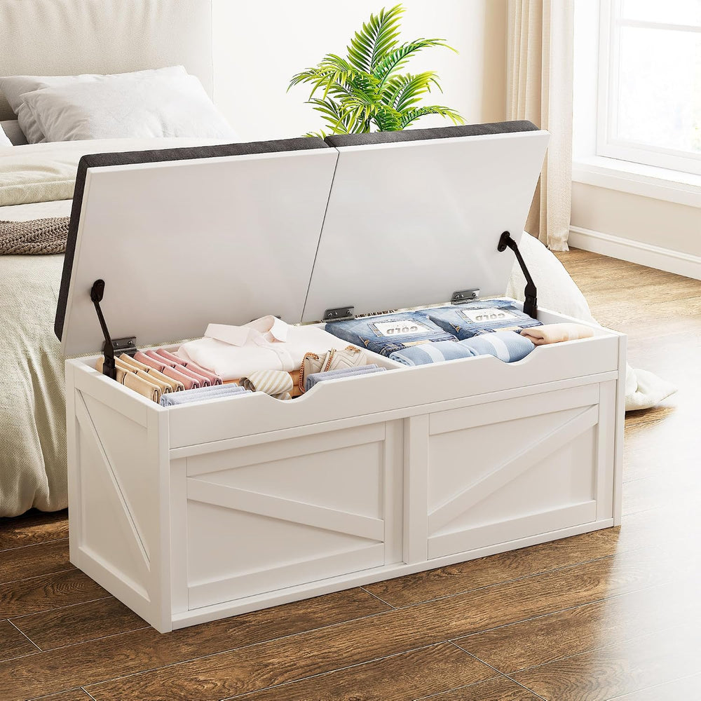 iPormis Shoe Storage Bench,40" Wide 2-Tier Shoe Bench with Padded Seat C...
