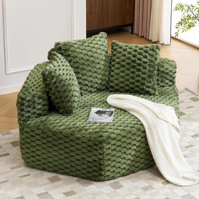VINGLI Hexagon Boneless Chair, Modern Modular Chaise Lounge Sofa Bed, Corner Chair with Pillows, Plush Corduroy Upholstered Lazy Sofa for Living Room, Bedroom, Apartment, No Assembly Required