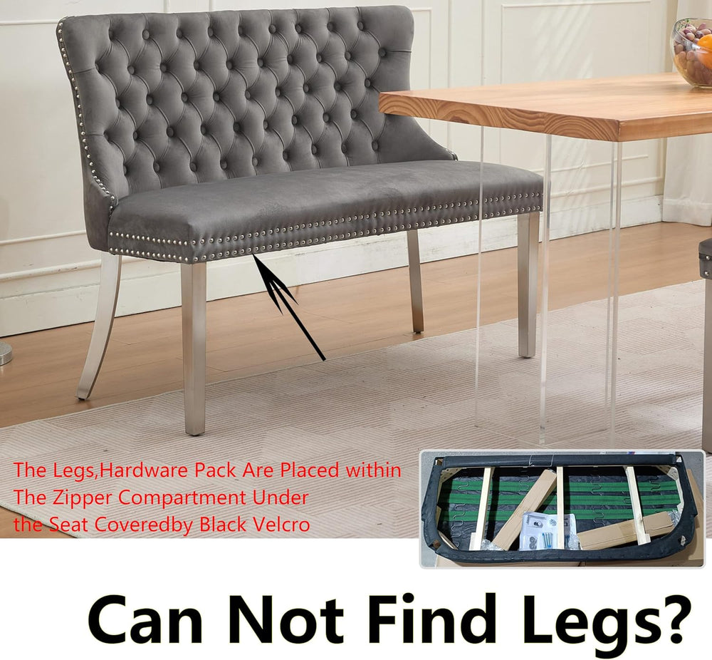 Upholstered Dining Bench with Back Tufted Settee Benches Small Loveseat Sofa ...