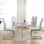 Goujxcy Dining Chairs Set of 2, Modern High Back Kitchen Chairs with Metal Legs and Faux Leather Padded Seat Upholstered Dining Chairs for Dining & Kitchen,Living Room (Light Gray&Silver, Set of 2)
