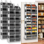 2 Pack Over The Door Organizer 6 Tiers, Extra Large Behind Door Storage of 12 Compartments, 80 lbs Weight Capacity Hanging Storage Organizer with Clear Window Kids Toys,Shoes (6 Tiers - Grey)