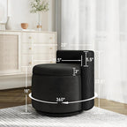 allamazing 360° Swivel Accent Chair with Storage, Vanity Stool with Back, Velvet Storage Ottoman, Upholstered Round Barrel Vanity Chair for Living Room, Makeup Room, Bedroom (Black)