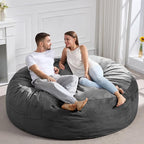 Hobestluk 6FT Bean Bag Chair Bean Bag Chairs for Adults Giant Bean Chairs with Velvet Cover, Memory Foam BeanBag Chair Fluffy BeanBag Chairs for Living Room, Bedroom- Grey (70" x 70" x 15")