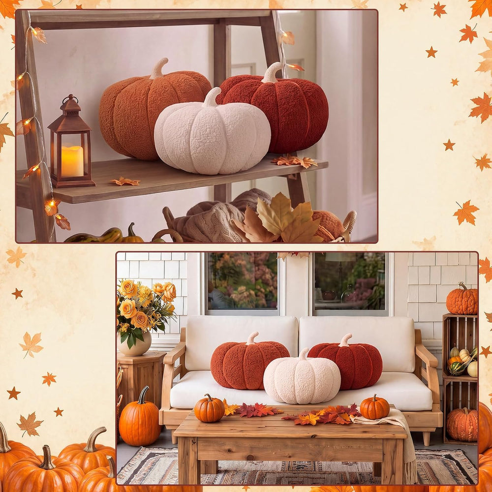 Konohan 3 Pcs Pumpkin Pillows Fall Stuffed Pumpkin Plush Pillow for Autumn Ha...