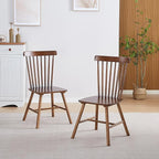 Walnut Solid Wood Windsor Dining Chairs Set of 2 with Spindle Back (Windsor-2 Walnut)