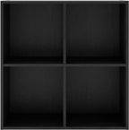 Homes: Inside + Out Apexa 4-Cube Storage Organizer Shelves, Stackable Wood Bookcase Fits Cubby Bins for Organization, Dorm Teen Room Decor & Home Office, Black