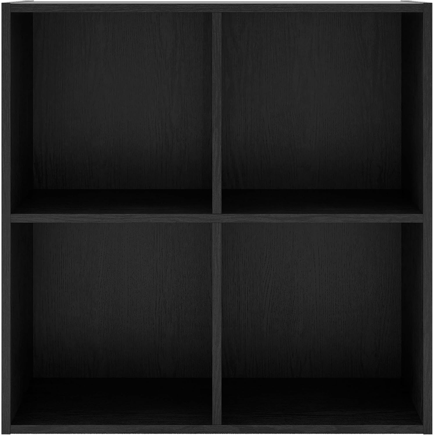 Homes: Inside + Out Apexa 4-Cube Storage Organizer Shelves, Stackable Wood Bookcase Fits Cubby Bins for Organization, Dorm Teen Room Decor & Home Office, Black